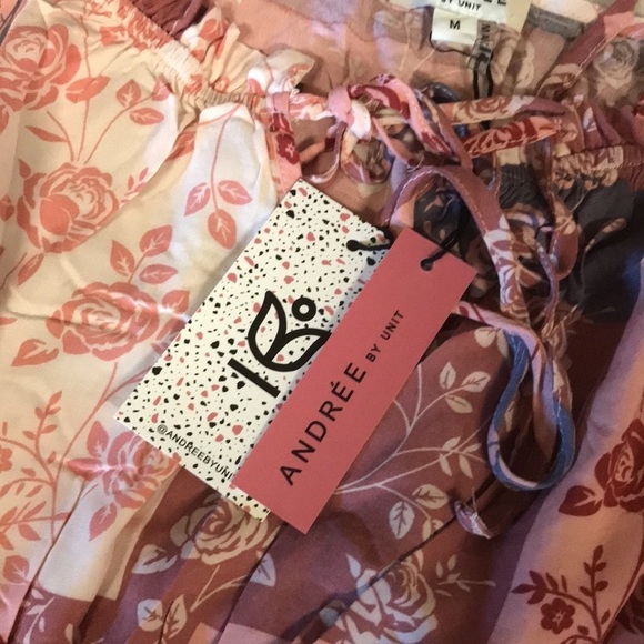 Andrée by unit womens M long sleeve dress floral multicolor lined skirt boho - Picture 10 of 14